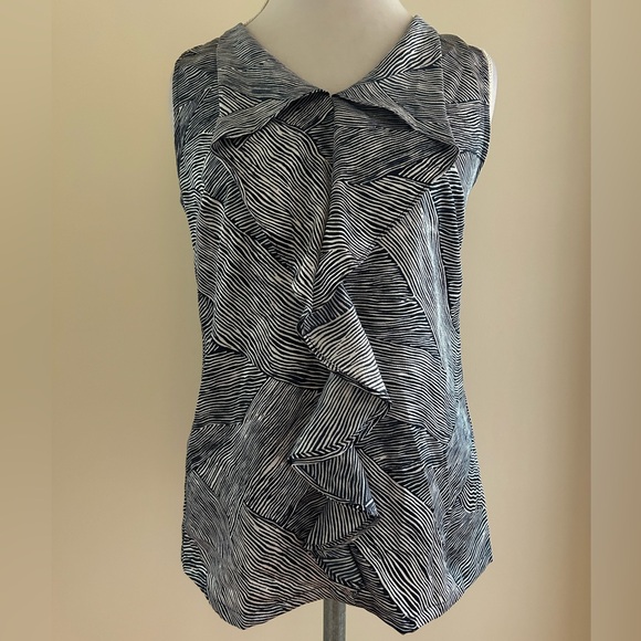 The Limited Tops - BEAUTIFUL Navy/White Ruffled Top